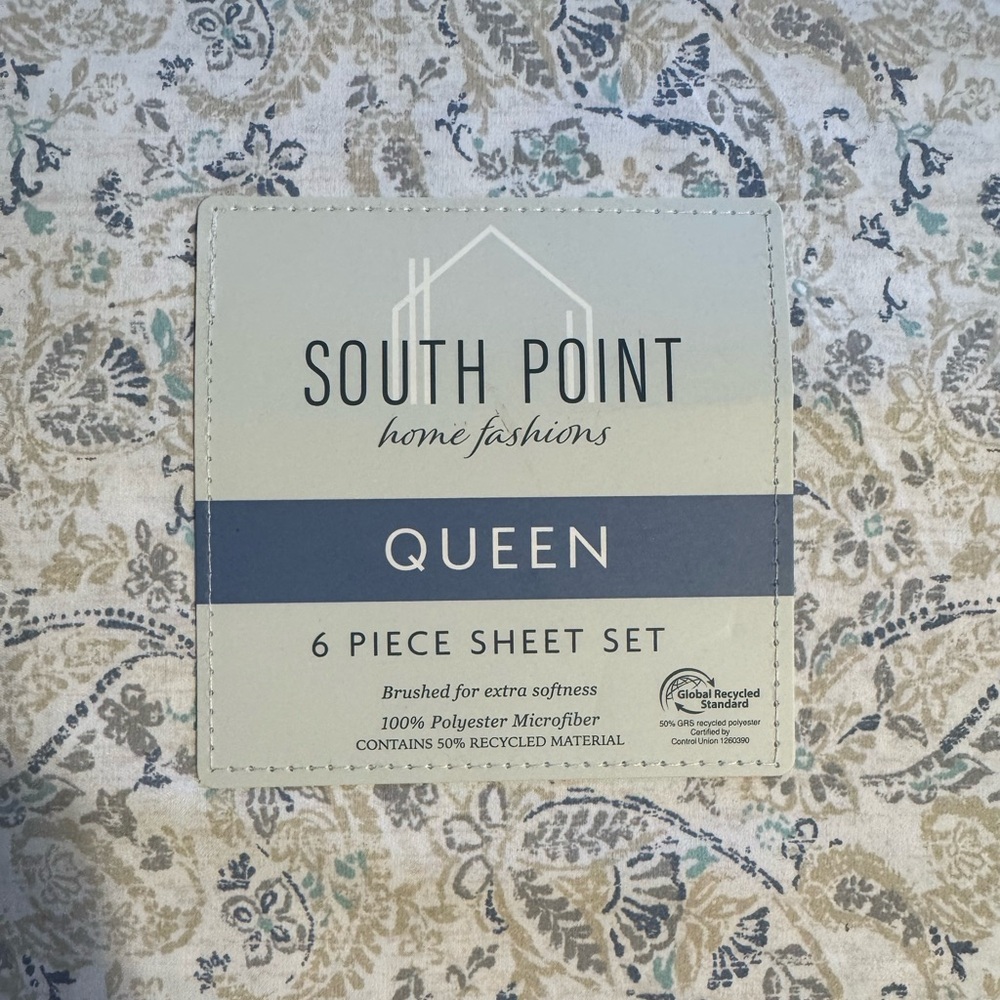 South Point Home Fashions Queen Sheet Set - Cream and Blue